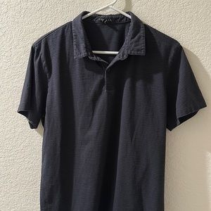 THEORY large 100% cotton collared shirt • stripes navy + black
